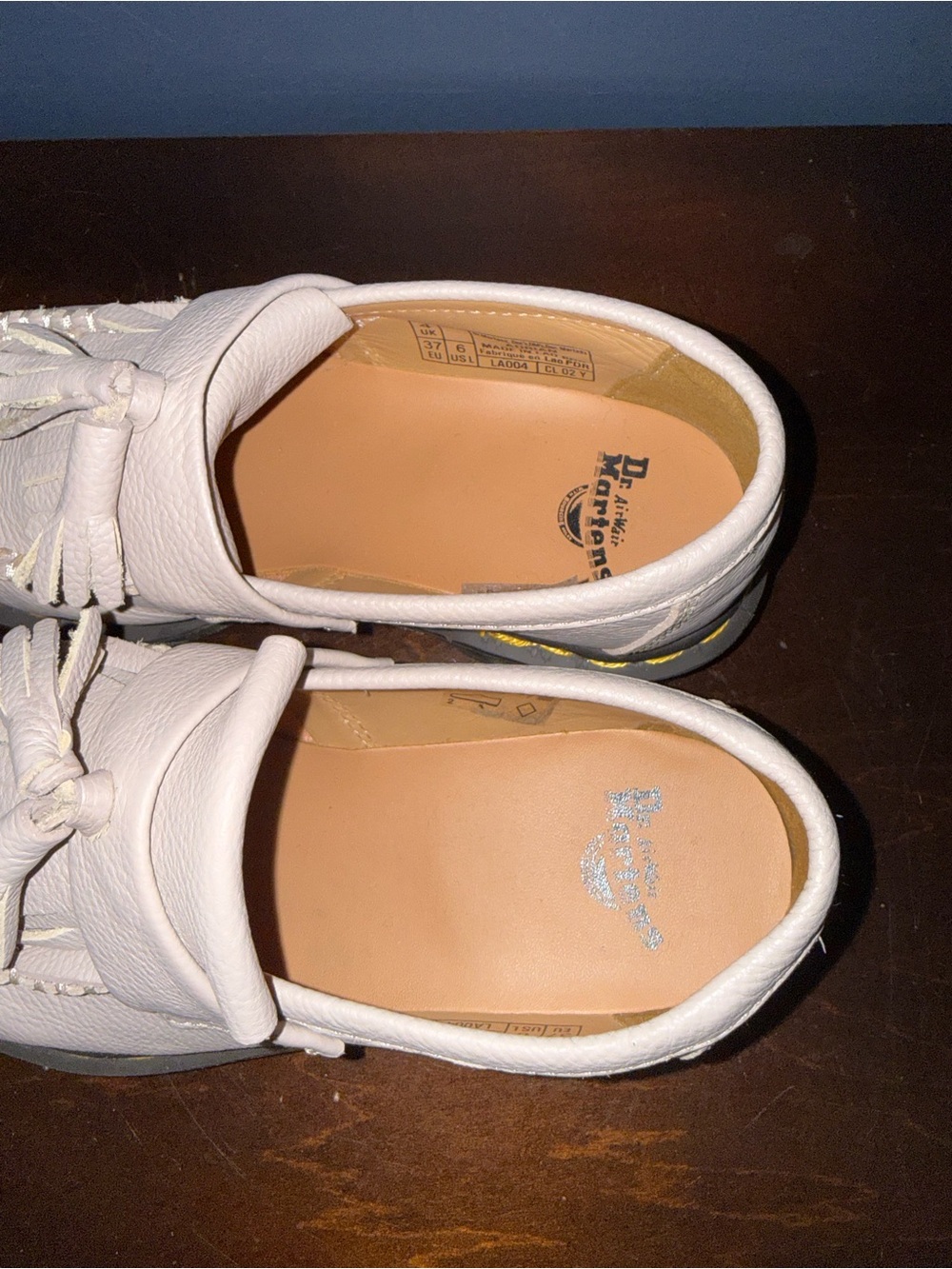 Dr. Martens White Leather Kiltie Moccasin Loafers